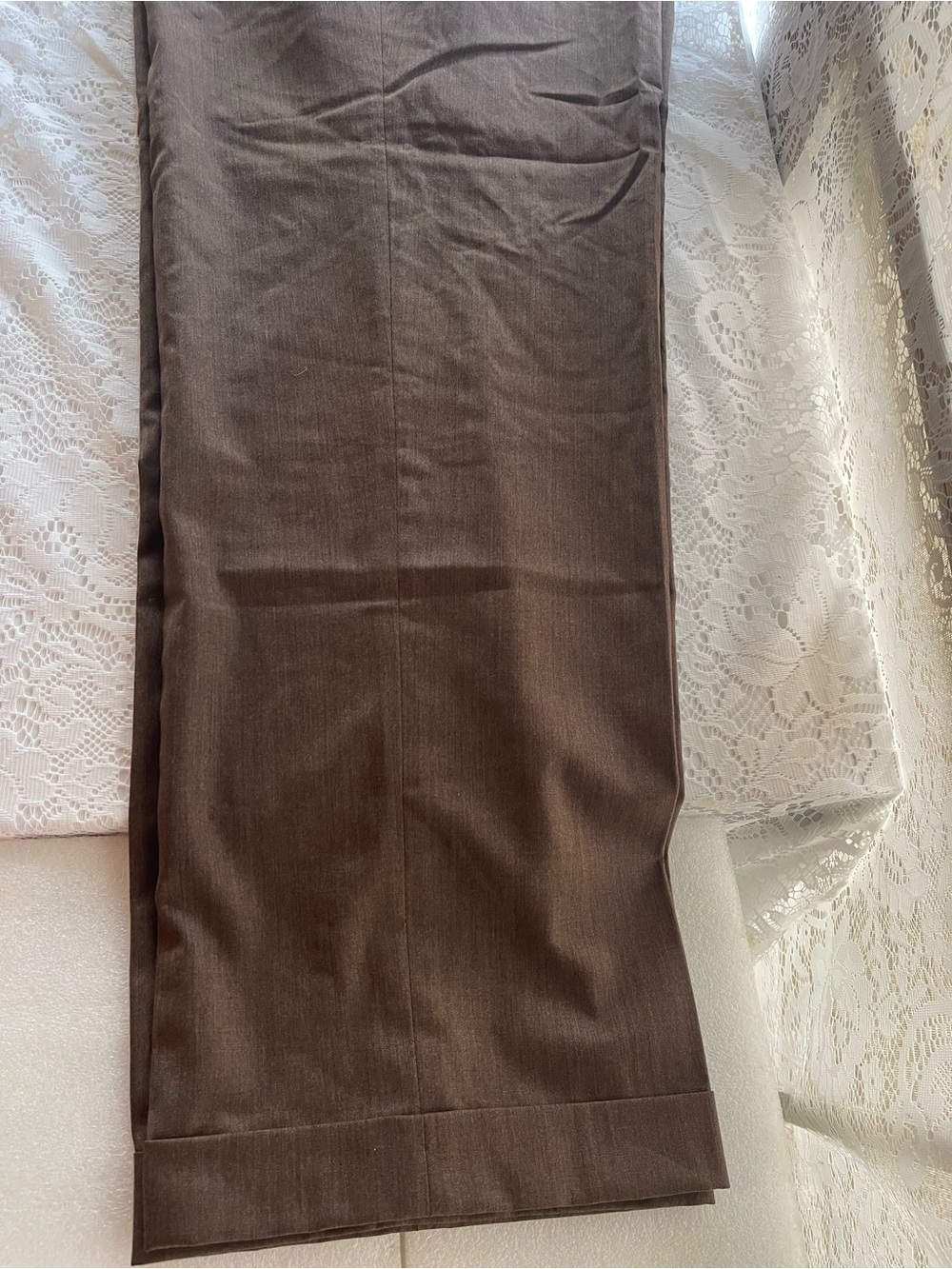 Italian Made Man’s Brown Wide-legged Cuffed Dress Pant- Classic Style- Y2K 40x32